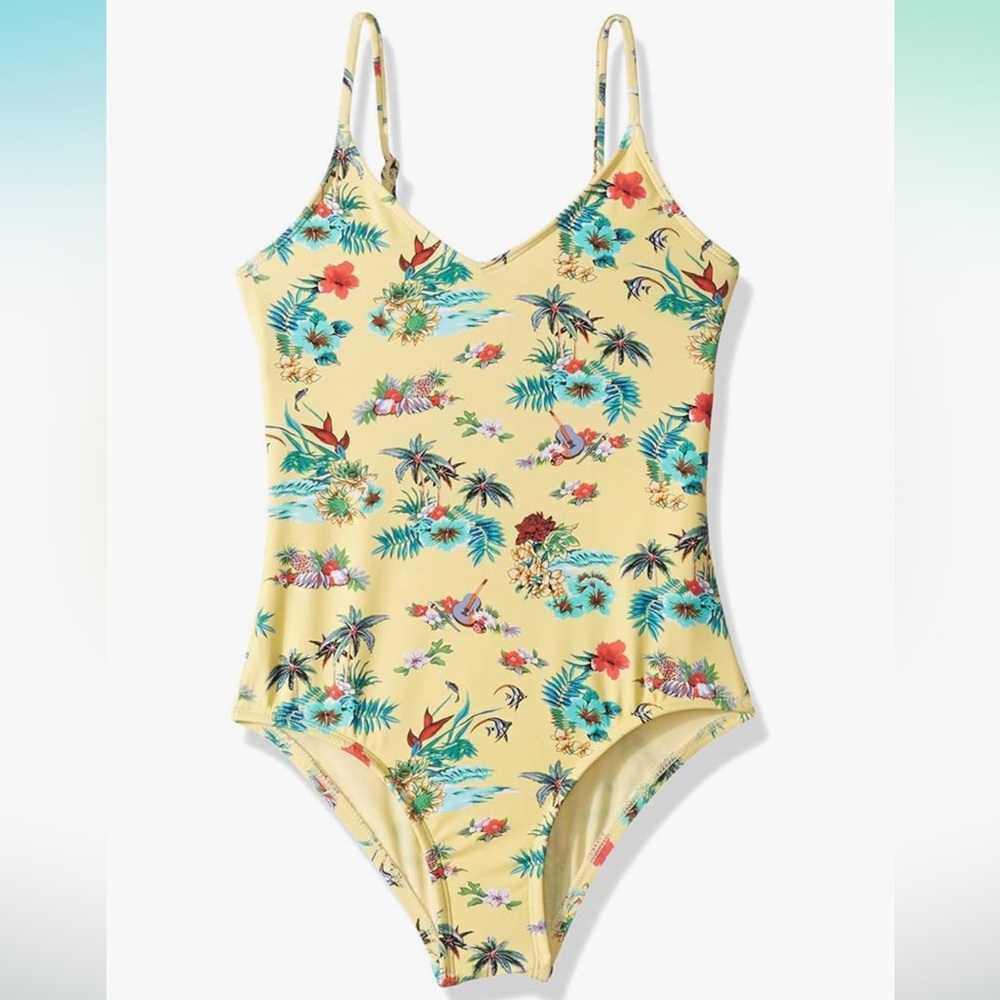 HOBIE Aloha State of Mind yellow one piece swimsuit NWOT size Small
